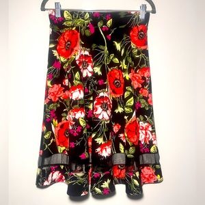 $$SOLD$$ Black Floral Midi Skirt Women’s Floral Skirt Size Medium NWOT